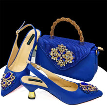 Load image into Gallery viewer, Women's Crystal Pointed High Heels Shoe Bag Set