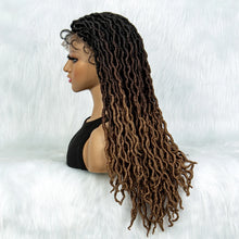 Load image into Gallery viewer, Knotless Box Braided Wig with Curly Ends &amp; Baby Hair | Synthetic Lace Front Wig for Black Women
