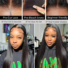 Load image into Gallery viewer, 200% Density Glueless 5x5 Straight Lace Closure Wig Human Hair For Women 4x4 HD Transparent Pre Plucked Closure Wigs