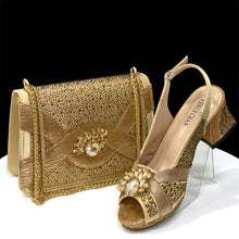 Load image into Gallery viewer, Elegant Women's Peep-Toe Heels and Matching Bag Set EDS41