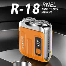 Load image into Gallery viewer, Mini Rechargeable Electric Shaver – Digital Display Dual Rotary Blades &amp; Trimmer, Waterproof Travel Shaver (60 Min Run Time)