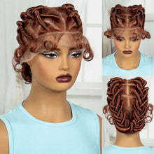 Load image into Gallery viewer, Ginger Full Lace Handmade Bantu &amp; Dreadlock Braided Wig with Baby Hair | Synthetic Braided Wig for Black Women