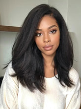 Load image into Gallery viewer, 13x6 Kinky Straight Full Lace Front Wig Human Hair Yaki Straight Lace Frontal Wig Brazilian Guleless Wig Pre Plucked For Women