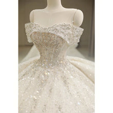 Load image into Gallery viewer, Exquisite White Wedding Dress Boat Neck EDL451