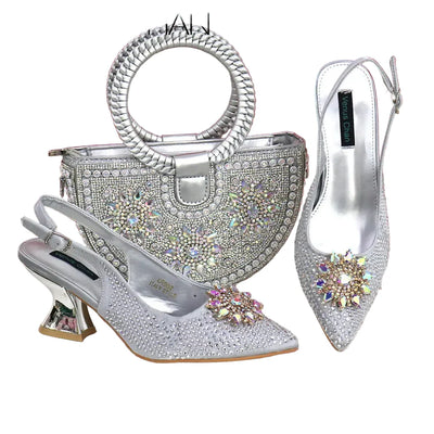 Italian Design Shoes And Bag Paired With Handmade Petal Clutches