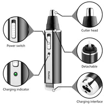 Load image into Gallery viewer, 4-in-1 Rechargeable Nose &amp; Ear Trimmer for Men and Women – Beard, Eyebrow &amp; Body Grooming Kit