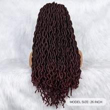 Load image into Gallery viewer, Knotless Box Braided Wig with Curly Ends &amp; Baby Hair | Synthetic Lace Front Wig for Black Women