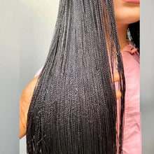 Load image into Gallery viewer, 28" Micro Twist Braided Wig | 1B Black | Front Lace | Glueless | Petite Cap | For Black Women