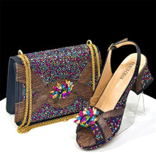 Load image into Gallery viewer, Elegant Women's Peep-Toe Heels and Matching Bag Set EDS41