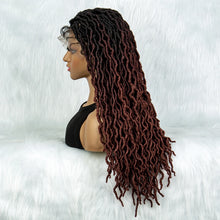 Load image into Gallery viewer, Knotless Box Braided Wig with Curly Ends &amp; Baby Hair | Synthetic Lace Front Wig for Black Women