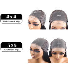Load image into Gallery viewer, 200% Density Glueless 5x5 Straight Lace Closure Wig Human Hair For Women 4x4 HD Transparent Pre Plucked Closure Wigs