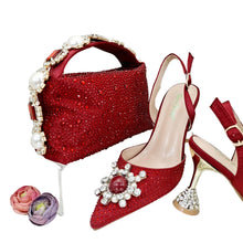 Load image into Gallery viewer, Women's Shoes and Bag Set with Shinning Crystal EDL435