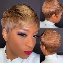 Load image into Gallery viewer, WIGERA  Highlight Synthetic Wigs Short Straight  Pixie Cut Hair Bob Wig Honey Gold Mix Black  Hair For Woman