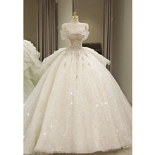 Load image into Gallery viewer, Exquisite White Wedding Dress Boat Neck EDL451