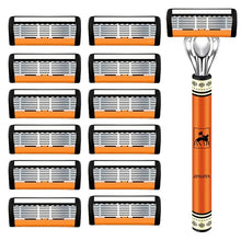 Load image into Gallery viewer, 6-Layer Stainless Steel Safety Razor Set for Men - Replaceable Blade Head, Manual Shaving