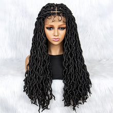 Load image into Gallery viewer, Knotless Box Braided Wig with Curly Ends &amp; Baby Hair | Synthetic Lace Front Wig for Black Women