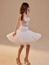 Load image into Gallery viewer, Short Petticoat Skirt with Corsage ,  Fluffy Layered Petticoat for Wedding, Party &amp; Everyday Wear