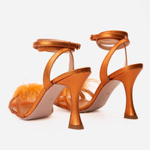 Load image into Gallery viewer, The Siena Orange Leather Ankle Strap Plumed Women Sandal Final Sale!