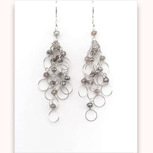 Load image into Gallery viewer, Labradorite Silver Chain Loop Earrings