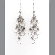 Load image into Gallery viewer, Labradorite Silver Chain Loop Earrings