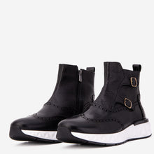 Load image into Gallery viewer, The Stealth Wingtip Buckle Black Leather Men Boot