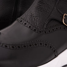 Load image into Gallery viewer, The Stealth Wingtip Buckle Black Leather Men Boot