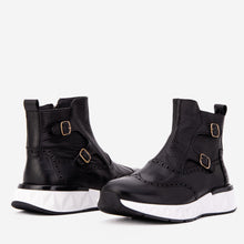 Load image into Gallery viewer, The Stealth Wingtip Buckle Black Leather Men Boot
