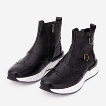 Load image into Gallery viewer, The Stealth Wingtip Buckle Black Leather Men Boot