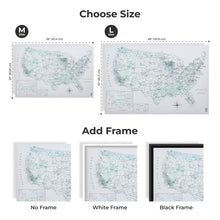 Load image into Gallery viewer, Wooden Canvas USA Map - Sky Blue