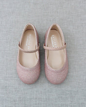 Load image into Gallery viewer, Rose Gold Fine Glitter Mary Jane Flats