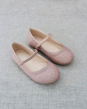 Load image into Gallery viewer, Rose Gold Fine Glitter Mary Jane Flats