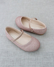 Load image into Gallery viewer, Rose Gold Fine Glitter Mary Jane Flats