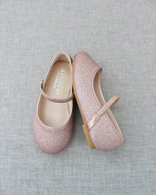 Load image into Gallery viewer, Rose Gold Fine Glitter Mary Jane Flats