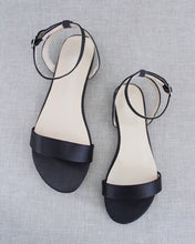 Load image into Gallery viewer, Girls Satin Flat Sandal with Ankle Strap