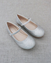 Load image into Gallery viewer, Silver Fine Glitter Mary Jane Flats