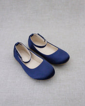 Load image into Gallery viewer, Satin Flats with Velcro Ankle Strap