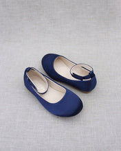 Load image into Gallery viewer, Satin Flats with Velcro Ankle Strap