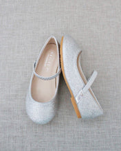 Load image into Gallery viewer, Silver Fine Glitter Mary Jane Flats