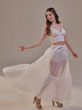 Load image into Gallery viewer, Soft Ruffled White Tulle Skirt , Sheer Maxi Skirt, Tulle Overskirt