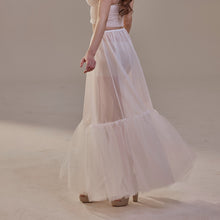 Load image into Gallery viewer, Soft Ruffled White Tulle Skirt , Sheer Maxi Skirt, Tulle Overskirt