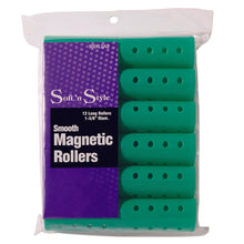 Load image into Gallery viewer, Soft 'N Style Smooth Magnetic Hair Rollers - Long Aqua