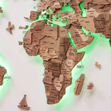 Load image into Gallery viewer, 3D Solid Wooden World Map - Walnut
