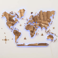 Load image into Gallery viewer, 3D Solid Wooden World Map - Walnut