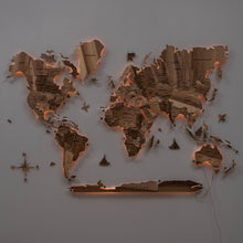 Load image into Gallery viewer, 3D Solid Wooden World Map - Walnut