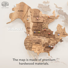 Load image into Gallery viewer, 3D Solid Wooden World Map - Walnut