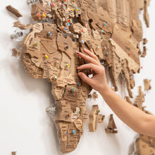 Load image into Gallery viewer, 3D Solid Wooden World Map - Walnut
