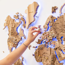 Load image into Gallery viewer, 3D Solid Wooden World Map - Walnut