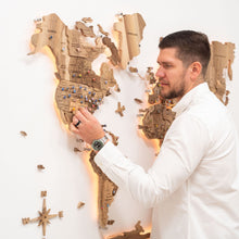 Load image into Gallery viewer, 3D Solid Wooden World Map - Walnut