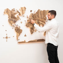 Load image into Gallery viewer, 3D Solid Wooden World Map - Walnut