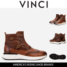 Load image into Gallery viewer, The Stealth Wingtip Buckle Tan Leather Men Boot